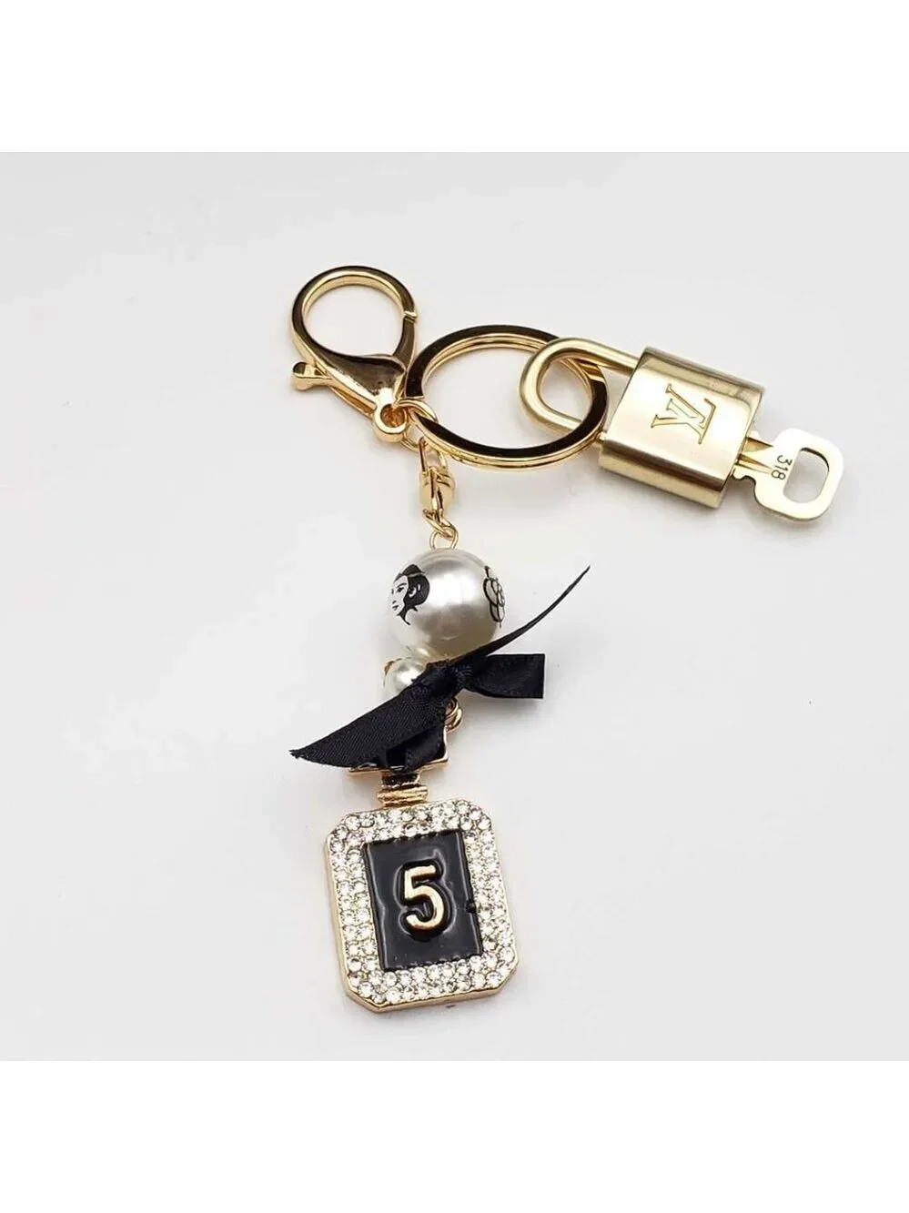 Authentic Louis Vuitton Gold Padlock & Key 🔒 LV Bag Charm w/ Unbranded Keychain